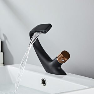 Solid Brass Single Handle  Basin Faucet Laundry Vanity Sink Faucet  Waterfall Bathroom Faucets - Image 3