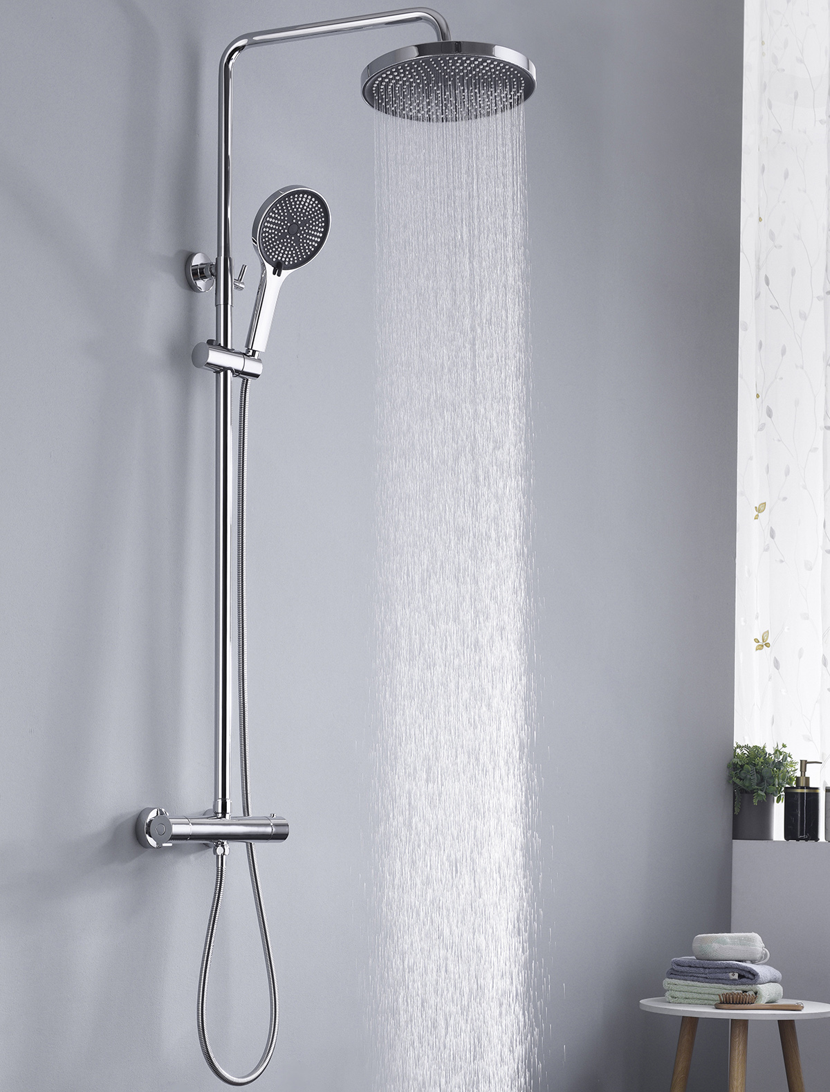 Thermostatic Shower Set-Rainfall & Handheld High Pressure Bathroom Shower System - 图片 4