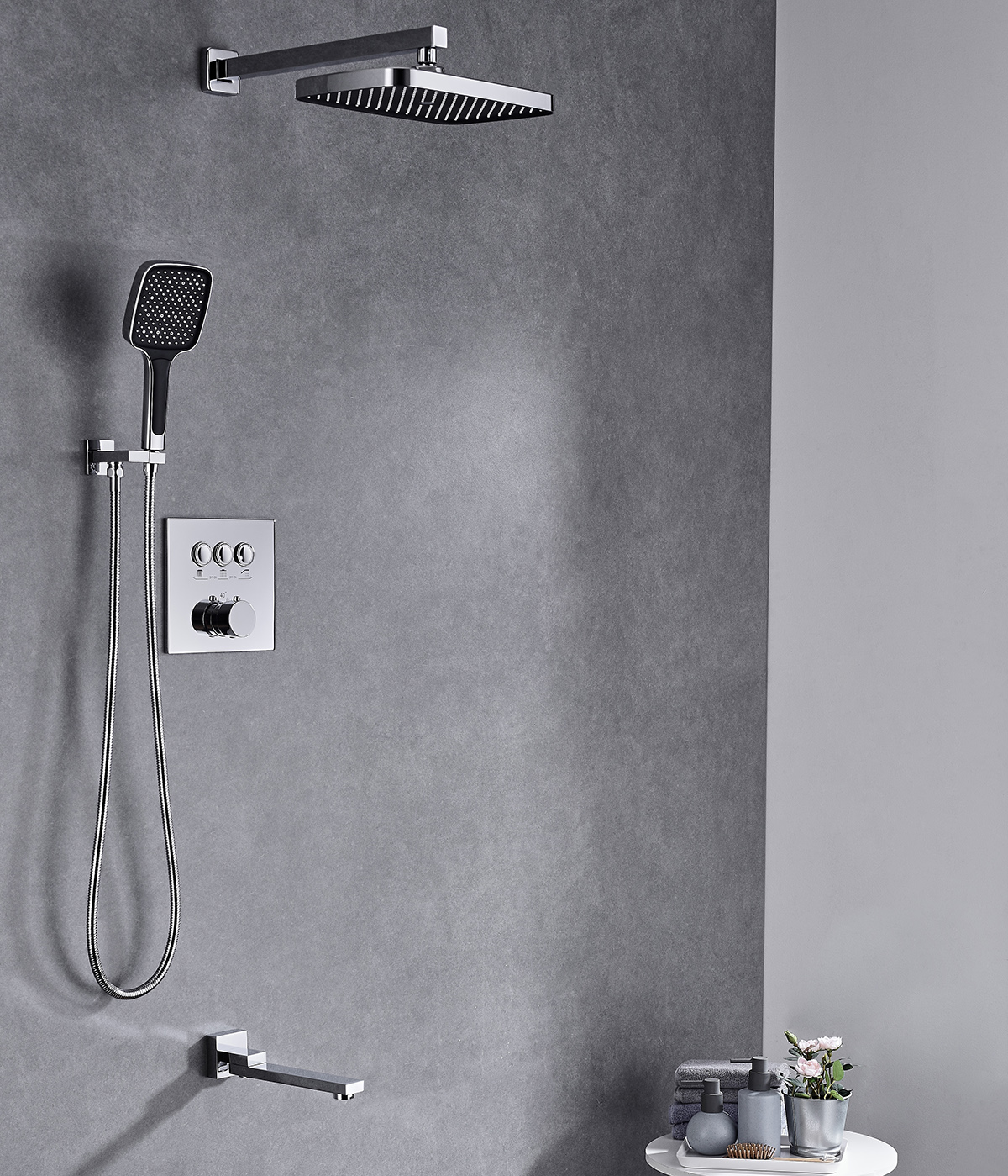 Wall Mounted 3-Modes Thermostatic Bathroom Shower Faucet - 图片 2