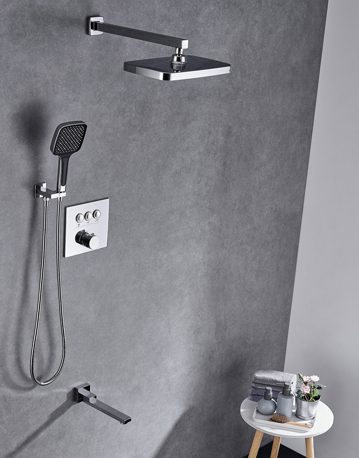 Wall Mounted 3-Modes Thermostatic Bathroom Shower Faucet - 图片 3