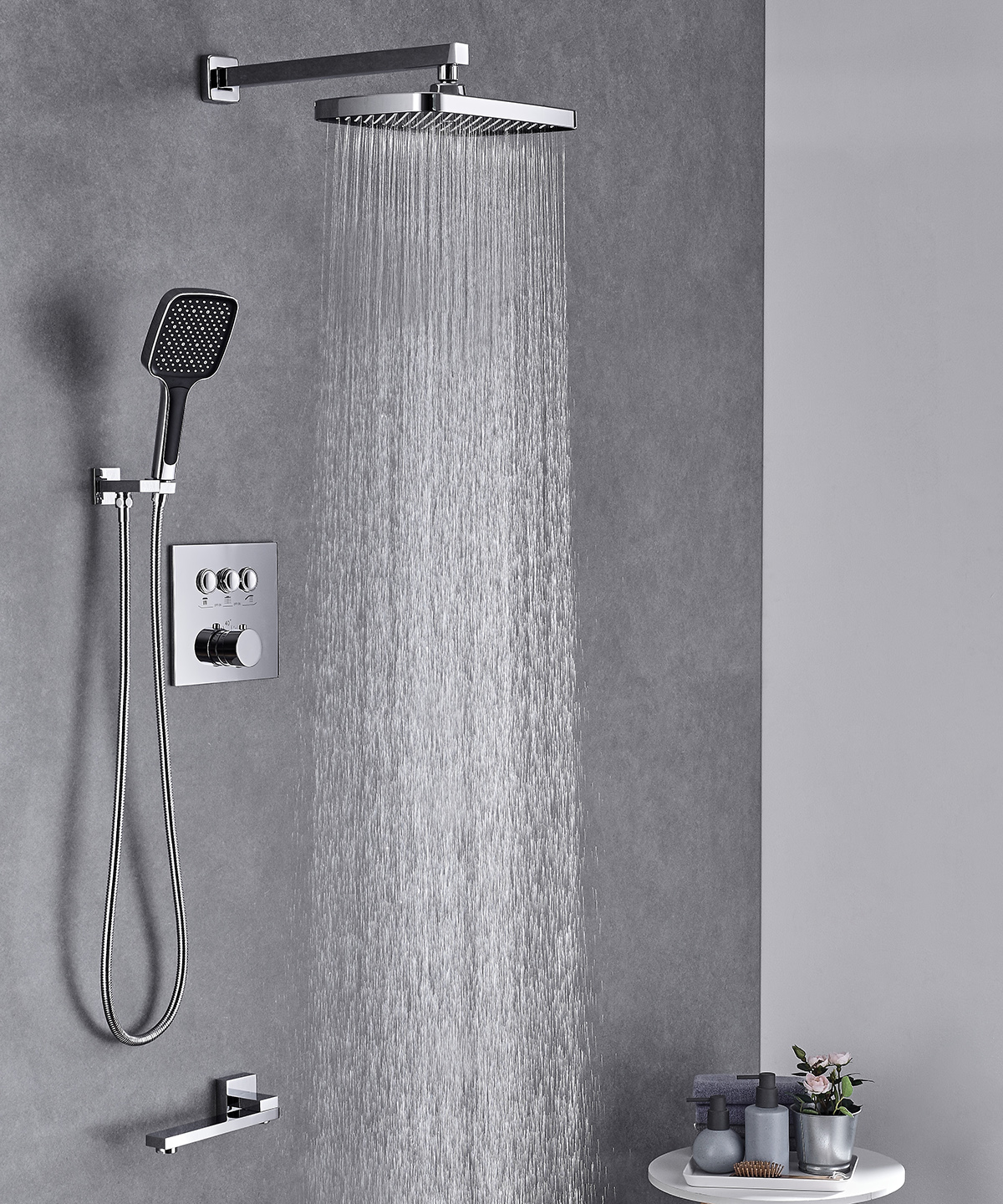Wall Mounted 3-Modes Thermostatic Bathroom Shower Faucet - 图片 4