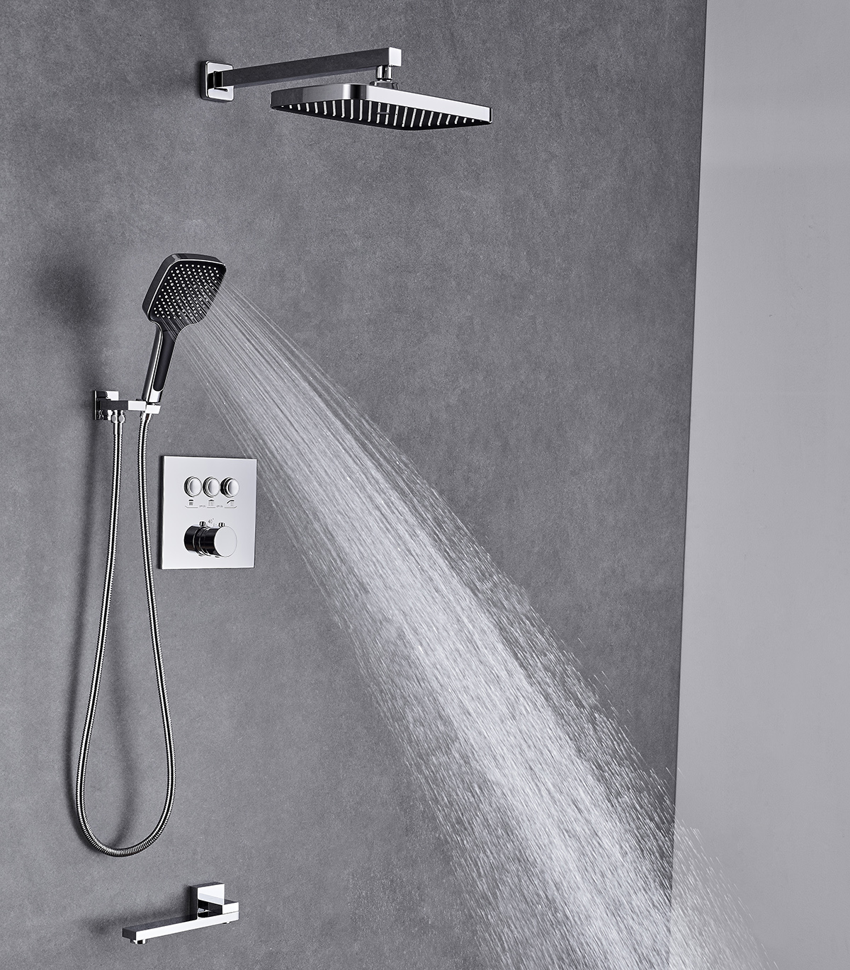 Wall Mounted 3-Modes Thermostatic Bathroom Shower Faucet - 图片 5