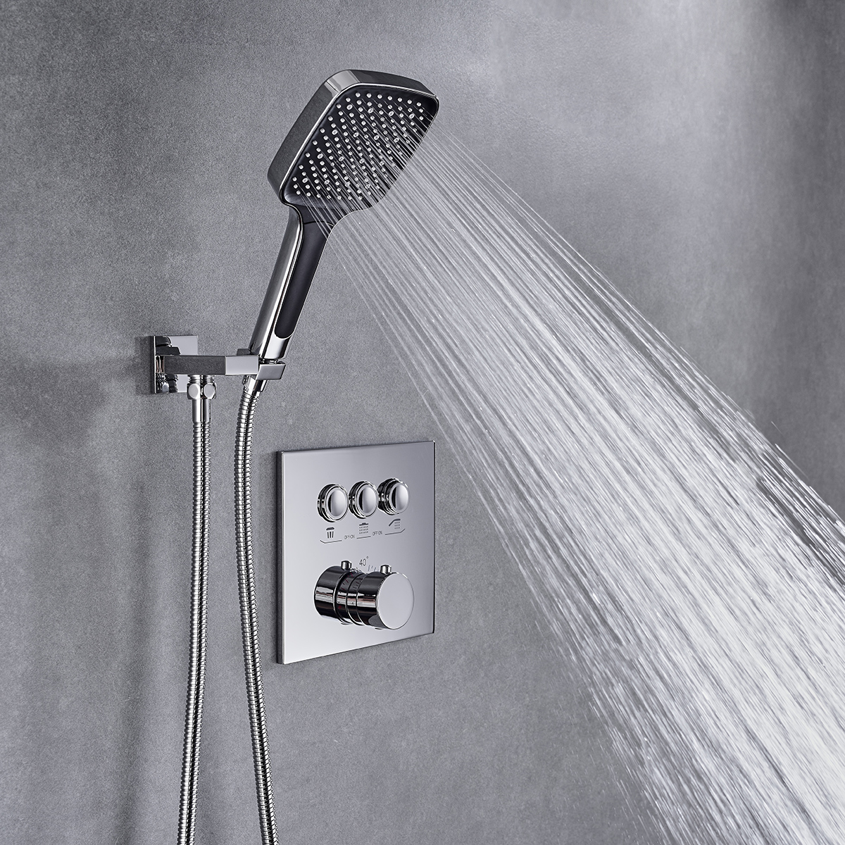 Wall Mounted 3-Modes Thermostatic Bathroom Shower Faucet - 图片 6