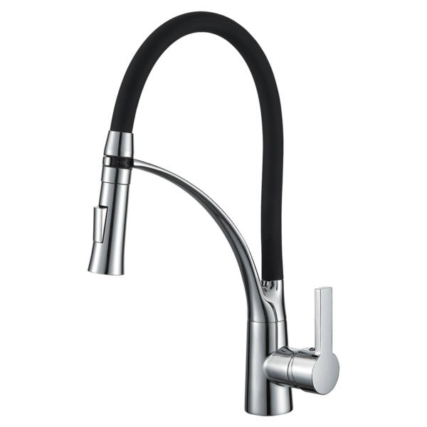 Premium Brass Pull Down Kitchen Faucet with Flexible Silicone Hose and 360° Rotation