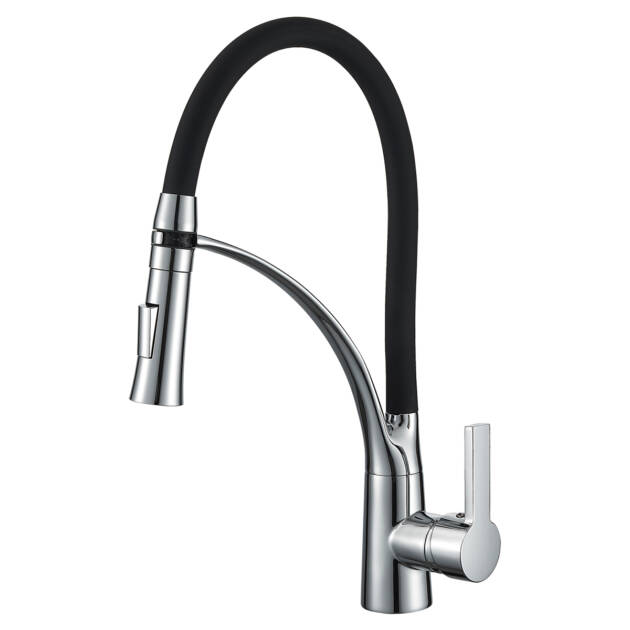 Premium Brass Pull Down Kitchen Faucet with Flexible Silicone Hose and 360° Rotation