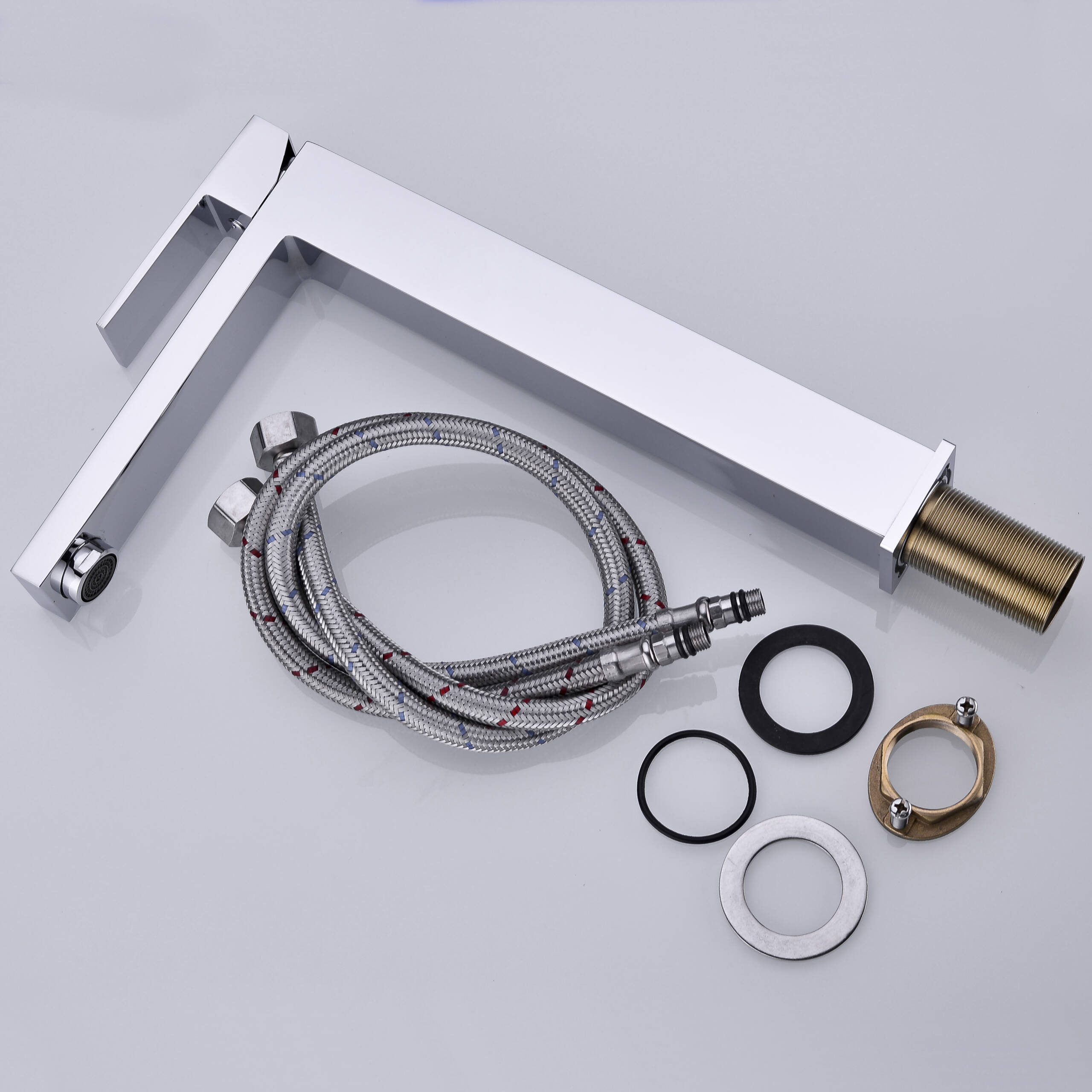 Sleek Square-Design Chrome Bathroom Basin Faucet for Vanity - 图片 10