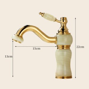 Golden Luxury European Style Mixer Tap Copper Natural Jade Hand Wash Basin Hot and Cold Water Faucet - Image 5