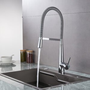 Brass Silver 360 Degree Rotation Spring Pull Down Sink Mixer Tap Metal Kitchen Faucets - Image 4