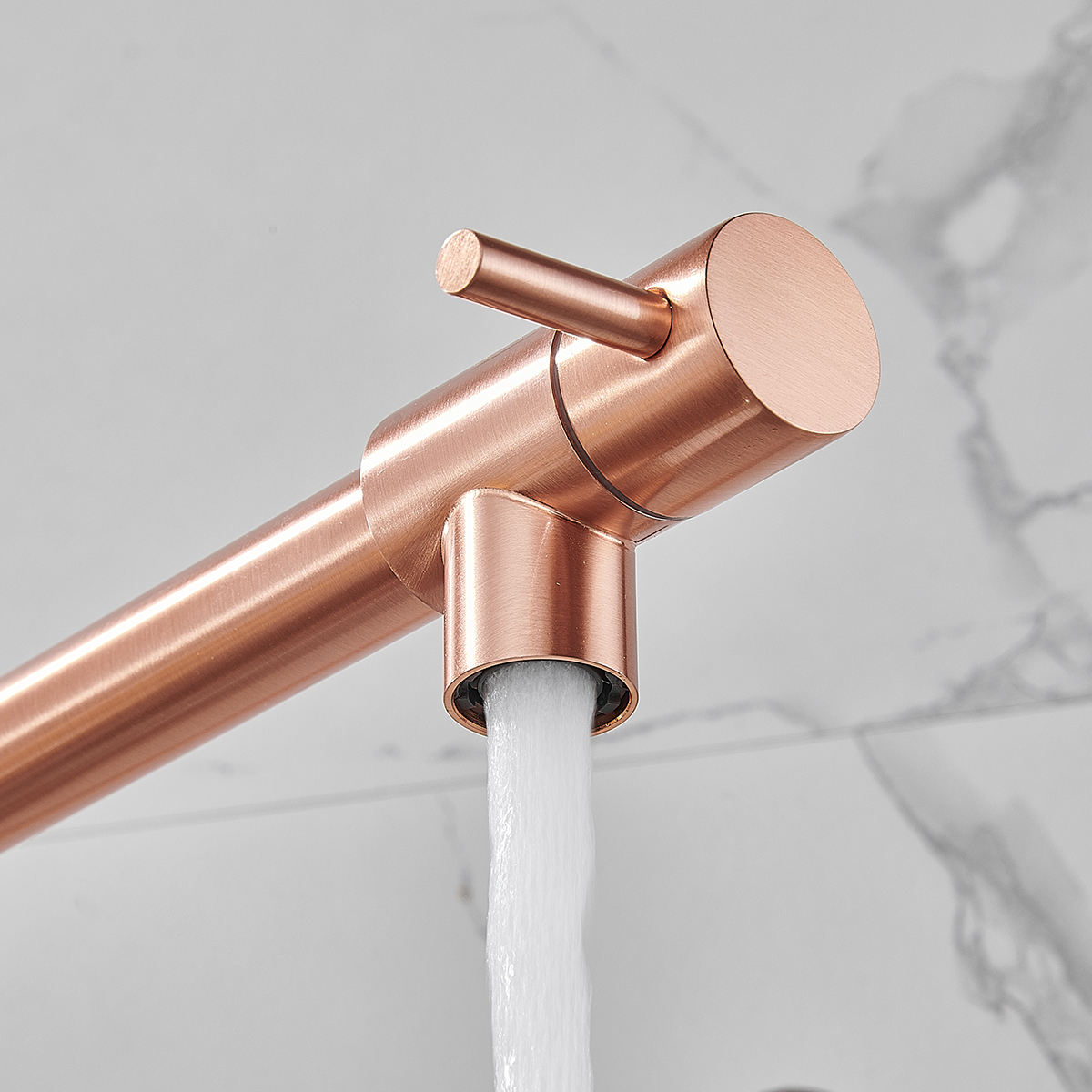 Brushed Rose Gold Foldable Pot Filler Faucet, Wall - Mounted Kitchen Sink Faucet with Extendable Arm - 图片 8