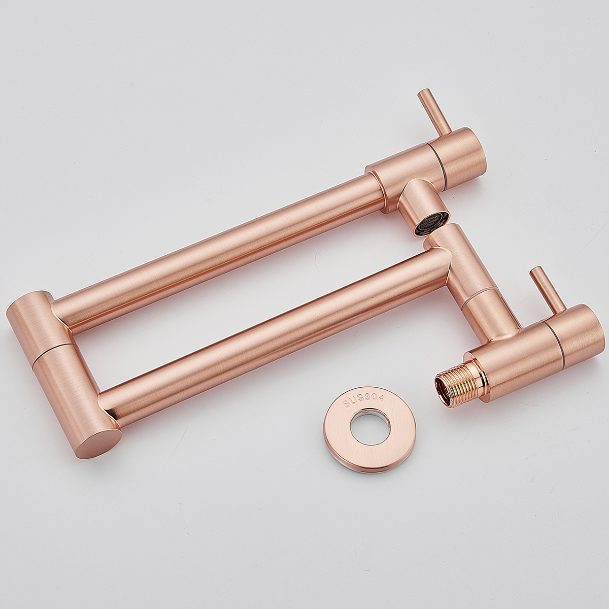 Brushed Rose Gold Foldable Pot Filler Faucet, Wall - Mounted Kitchen Sink Faucet with Extendable Arm - 图片 10