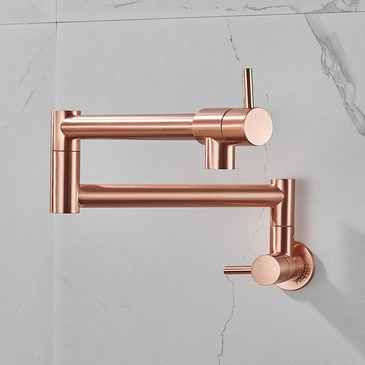 Brushed Rose Gold Foldable Pot Filler Faucet, Wall - Mounted Kitchen Sink Faucet with Extendable Arm - 图片 4