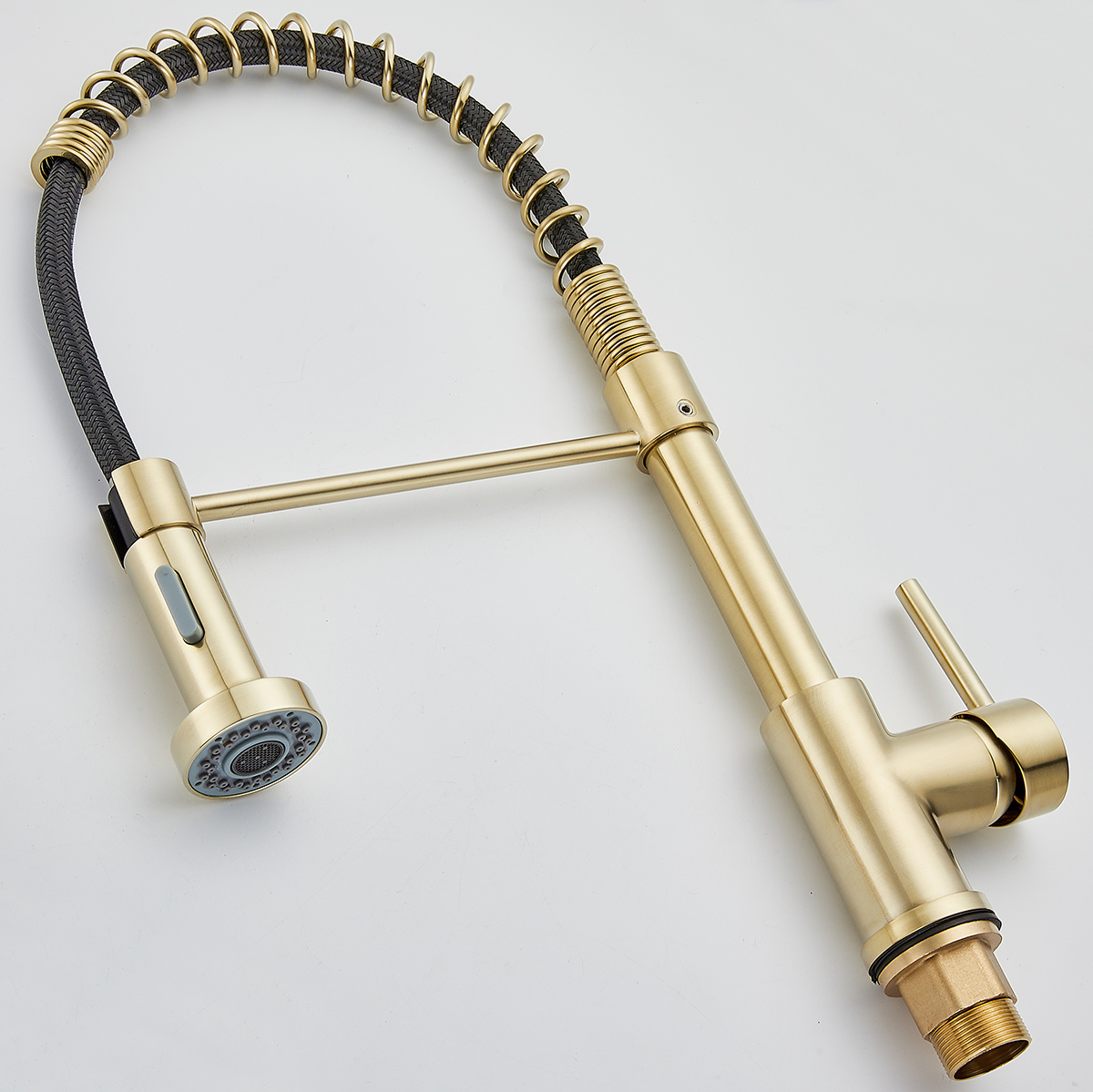 Premium Brushed Gold Spring Pull Down Kitchen Faucet with Flexible Hose & Dual Spray Modes - 图片 8