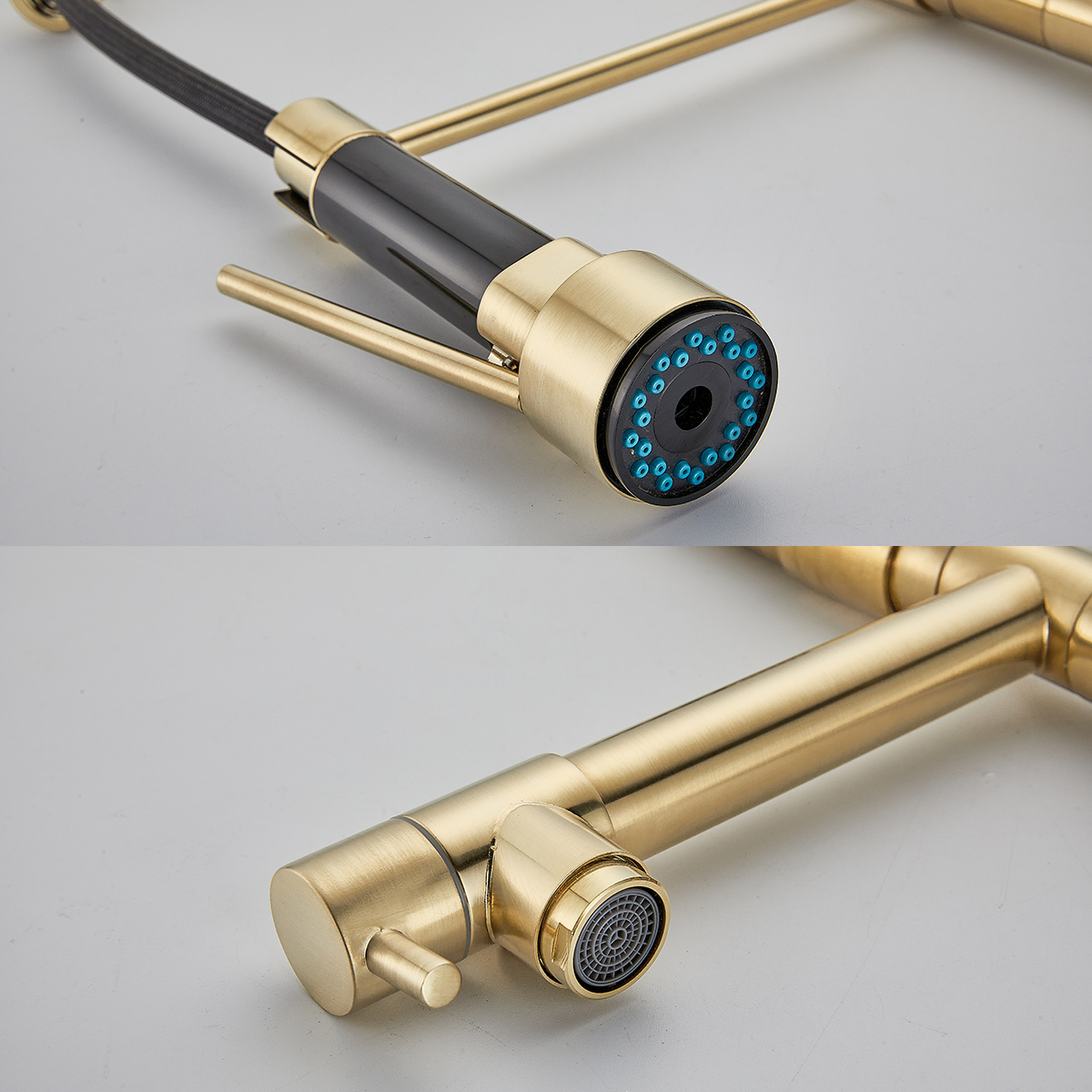 Luxury Brass Pull Down Kitchen Tap with Spring Design - 图片 9