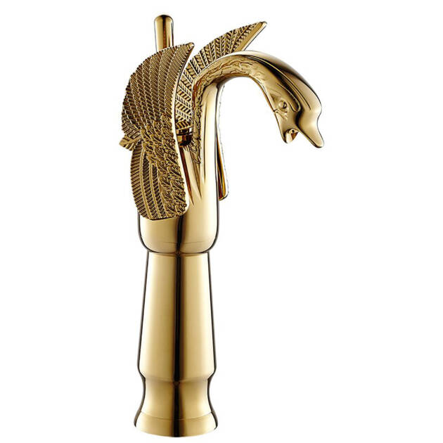 Solid Brass Swan Vanity Faucet – Luxury Single Hole Bathroom Faucet