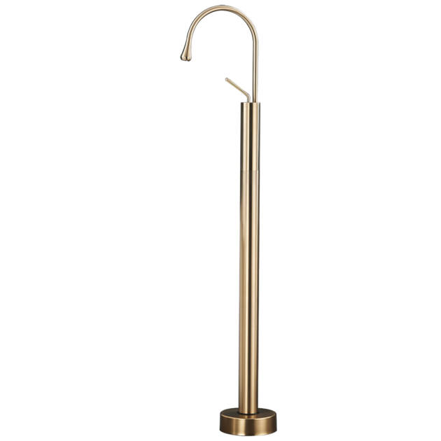 Premium Brass Brushed Gold Bathroom Floor-Mounted Tub Filler